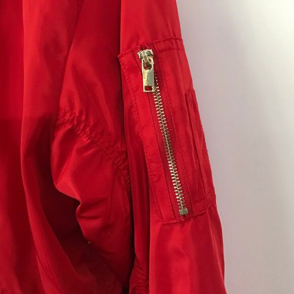 H & M Coat Jacket Size 8 Womens Zip Front Red Baseball Bomber Zip Size Eight 8 - Picture 6 of 8